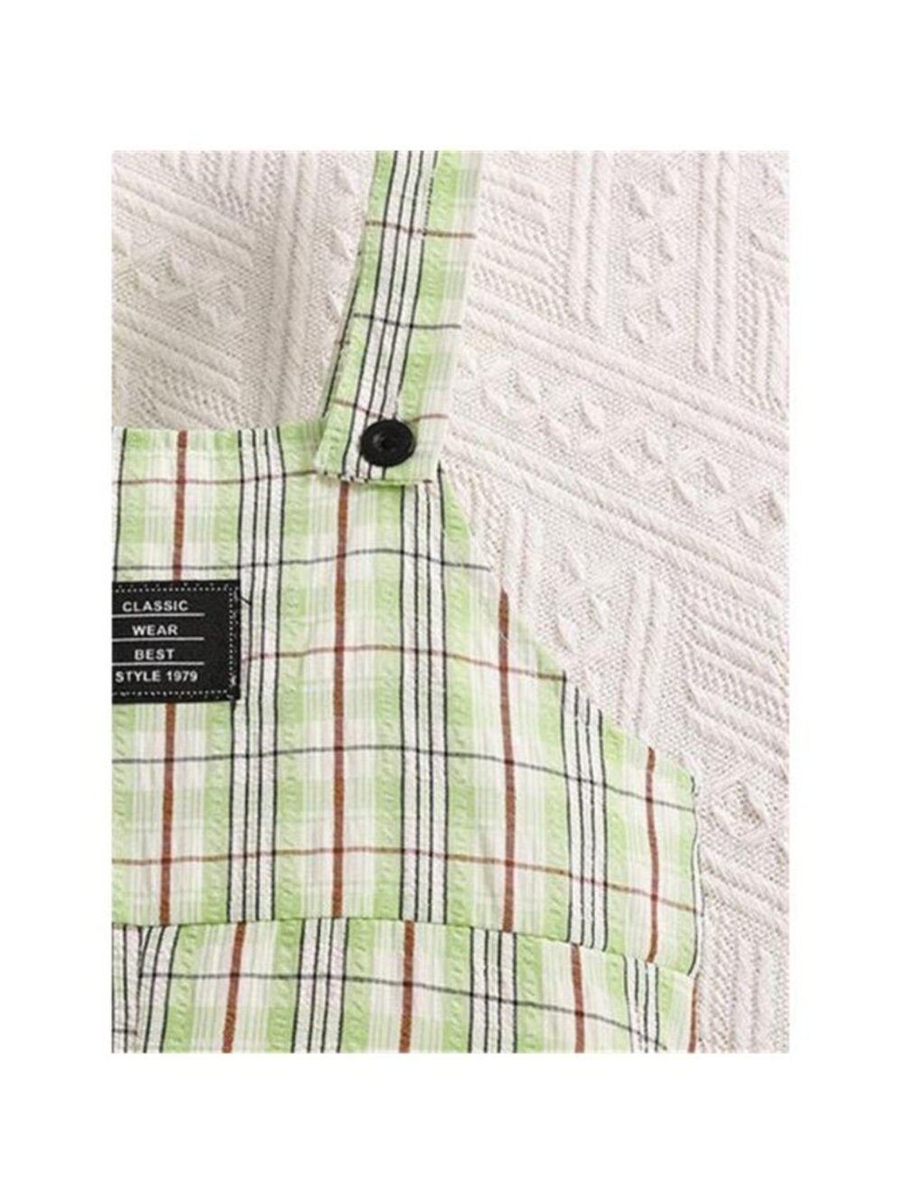 Children's Solid Color Polo & Plaid Overalls Set - Picture 5 of 6